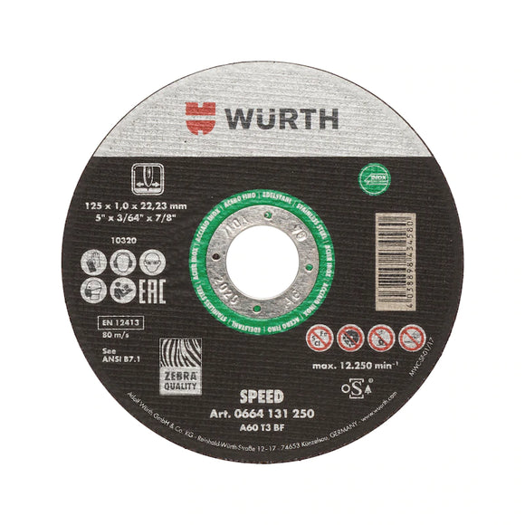 Wurth Cut-Off Disc SPEED plus for Stainless Steel 125 x 1.0 x 22.23mm